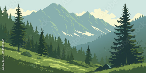 mountain landscape with trees