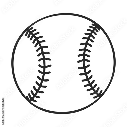 Simple black and white baseball drawing with stitch details