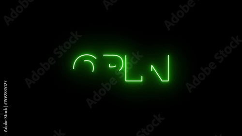 4k Glowing Open Text Animation Green Color