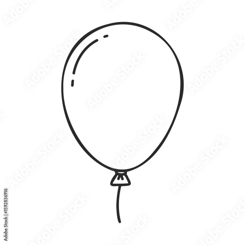 Simple black and white cartoon balloon drawing on white background