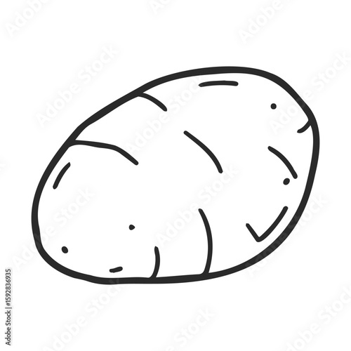 Simple hand-drawn black and white potato illustration against white background