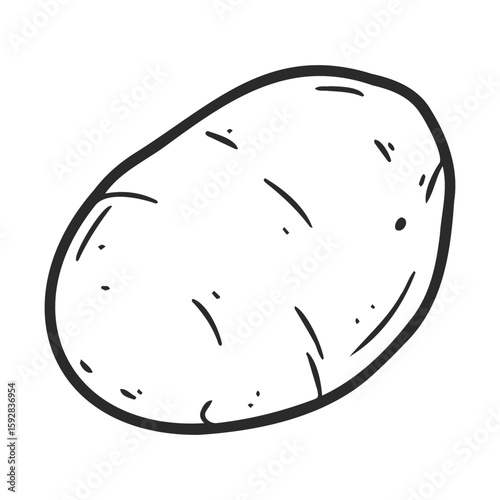 Simple black and white potato sketch on white background