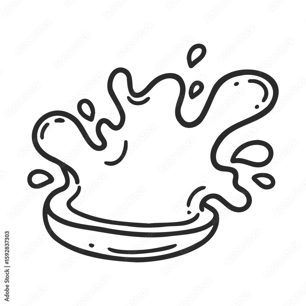 Fototapeta premium Black and white splash drawing with water droplets on canvas