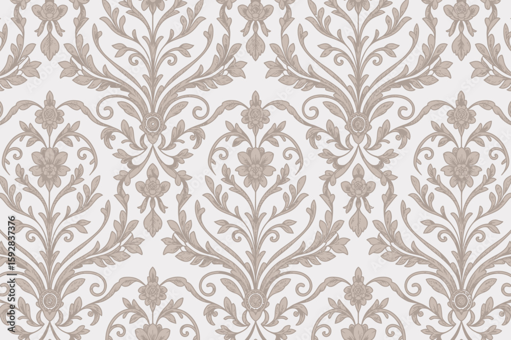 Elegant Floral Pattern Seamless Damask Design for Backgrounds and Textiles