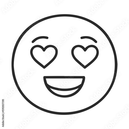 Heart eyes smiley face emoji with loving expression on white background