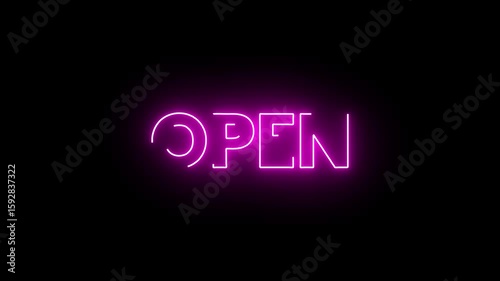 Animated Neon Open Text Glow Effect