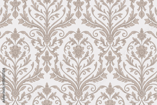 Elegant Floral Pattern Seamless Damask Design for Backgrounds and Textiles