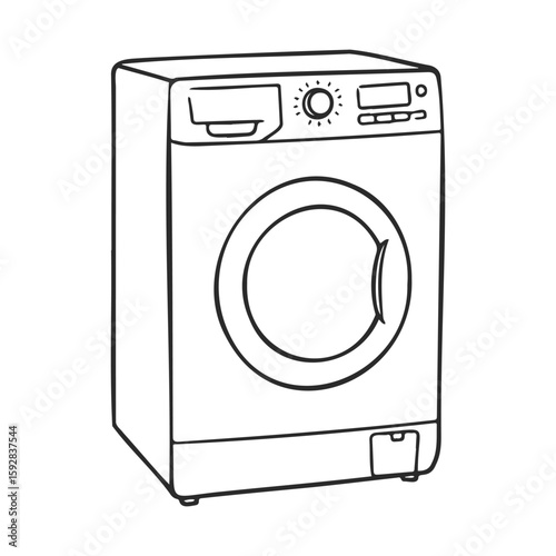 Hand-drawn style washing machine illustration with simple details