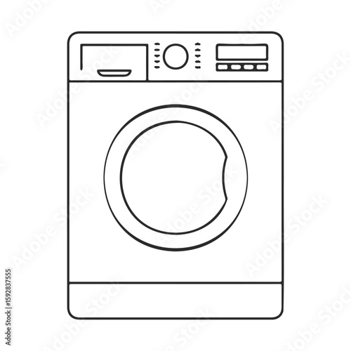 Outline of a front-loading washing machine with control panel and drum