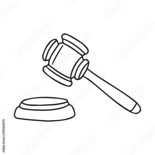 Outline illustration of judge's gavel and sound block