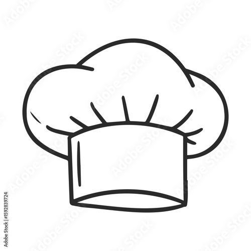 Chef hat icon in black outline on white background