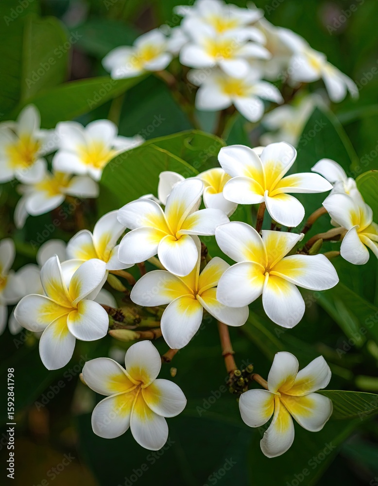 Naklejka premium Close-up of Plumeria blossoms