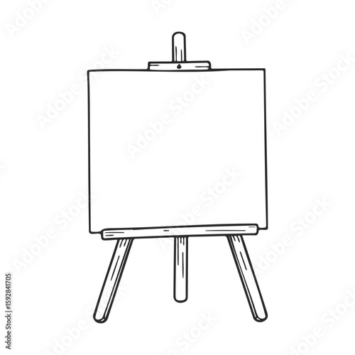 Blank canvas on wooden easel ready for creative art projects