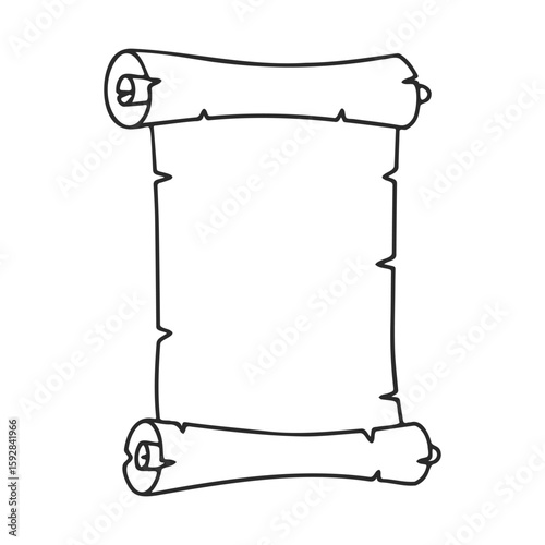 Blank ancient scroll outline illustration on white background