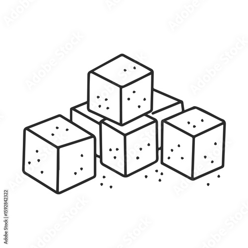 Stack of sugar cubes with dotted details
