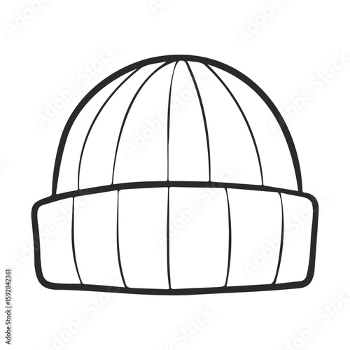 Simple black and white beanie hat line drawing