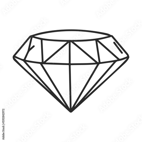 Outline of a geometric diamond shape on transparent background