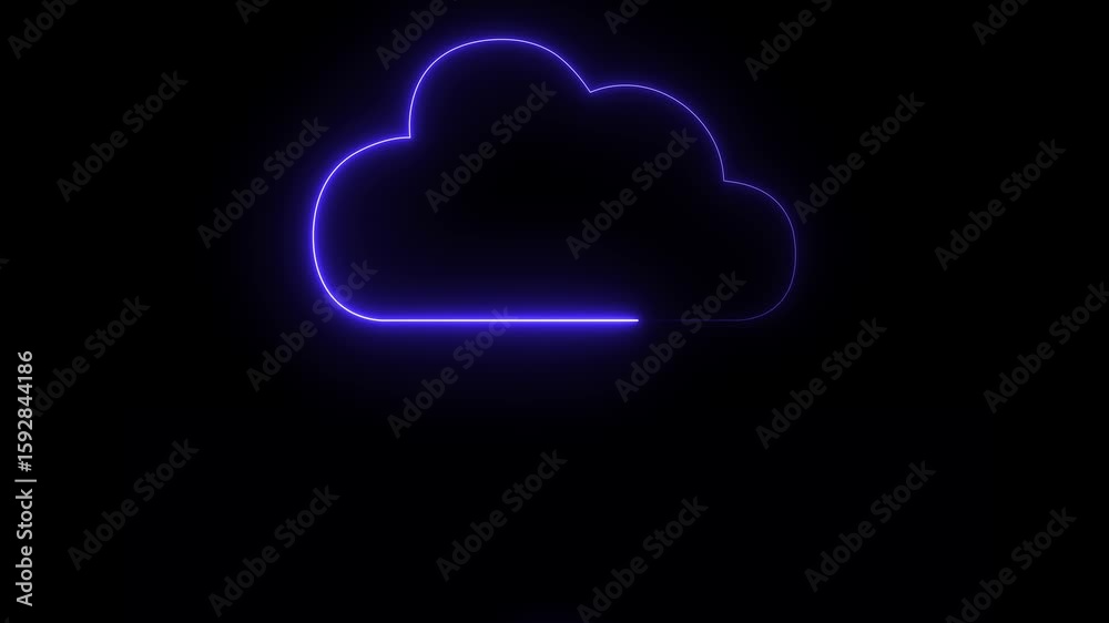 Abstract neon glowing weather icon Neon glowing dollar sign icon animation on a black background. animation on background. neon cloud storage network conception from a plurality of hosts and 