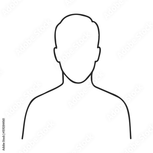 Simple black outline of a head silhouette with short hair on white background