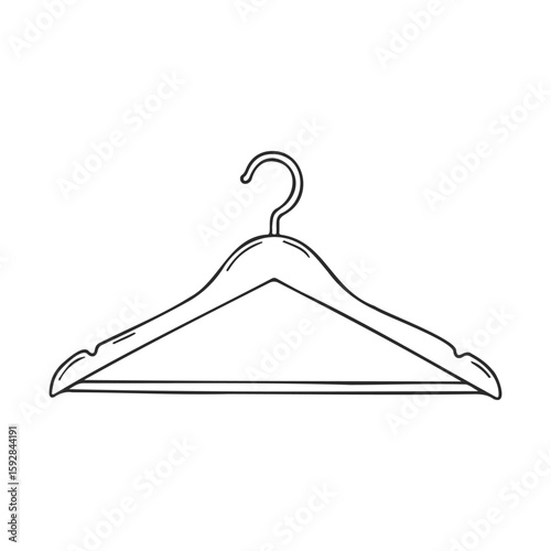 Simple wire clothes hanger illustration on white background