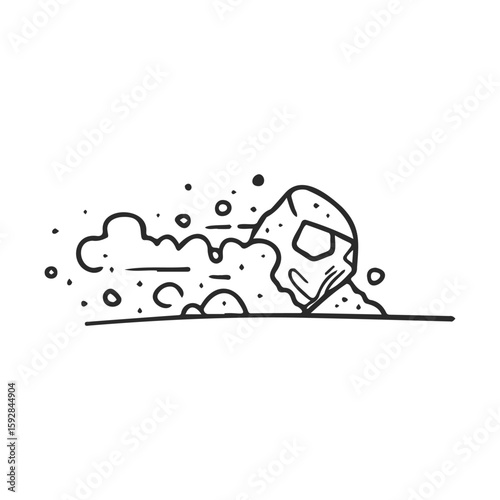 Comet sketched in action - black and white minimalist line art