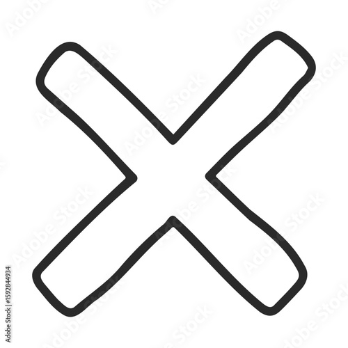 Black x symbol on white background