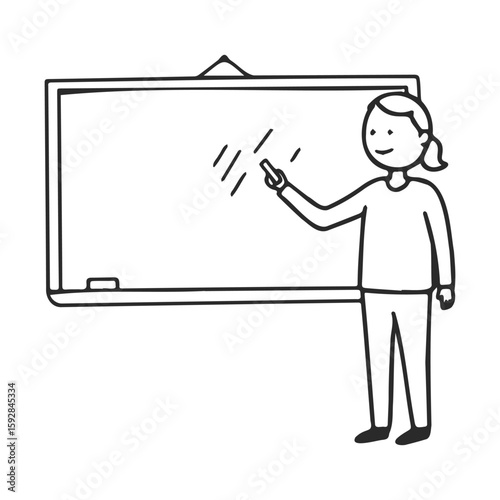 Female teacher illustrating on whiteboard with marker in classroom setting