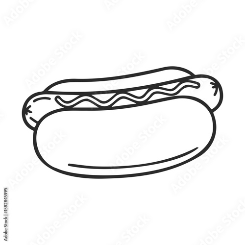 Simple black and white hot dog drawing