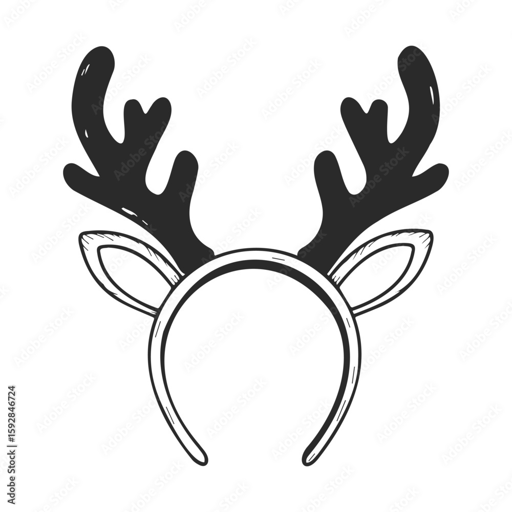 Obraz premium Antler headband with ears illustration on white background