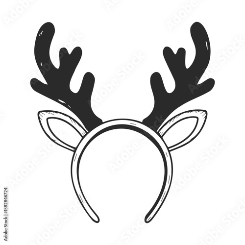 Antler headband with ears illustration on white background