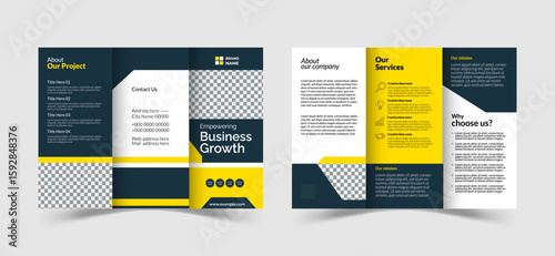 Business trifold brochure template design with minimalist layout