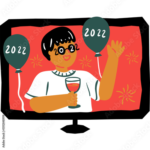 Welcoming 2022 with a Cheerful Online Celebration Toasting to the New Year from Afar