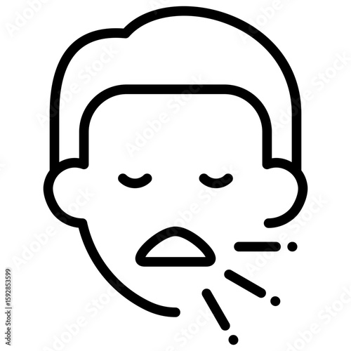Mouth Ulcer Outline Icon Design Vector - Face with open mouth and wound symbol, representing oral sores, mouth ulcer, or dental infection