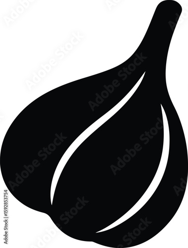 Silhouette Garlic bulb close up simple food ingredient Vector Illustrator