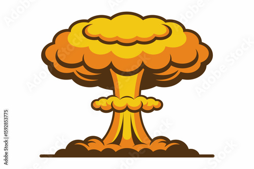 Stylized Vector Illustration of an Atomic Explosion with Clouds and Energy