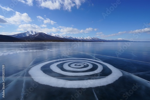 Frozen Lake Baikal Spiral Ice Formation - Russia