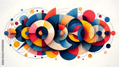 Abstract Geometric Composition with Circles and Triangles - Modern Art Print