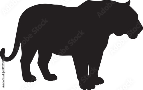 Silhouette of a Powerful Panther Ready to Pounce, Sleek Black Panther Silhouette for Wildlife and Conservation Projects