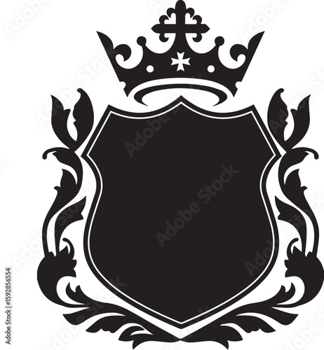 Ornate Royal Crest with Shield and Crown