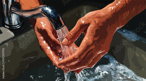 Hygiene concept hands washing with water