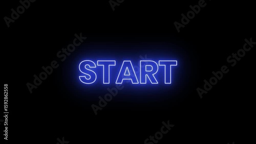 Blue Start Text 4k Animation on Black Background