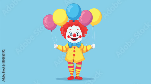 Cheerful Clown Balloon Illustration