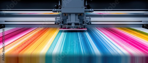 Colorful large format printer creating high-resolution vibrant graphic prints