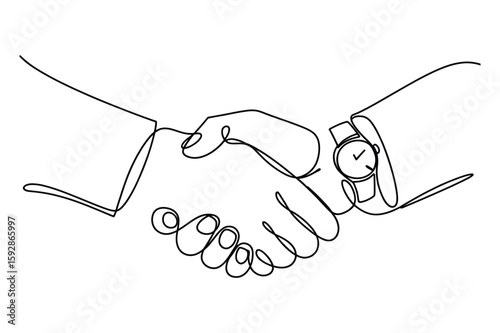 One Line Drawing of Professional Agreement Between Two People