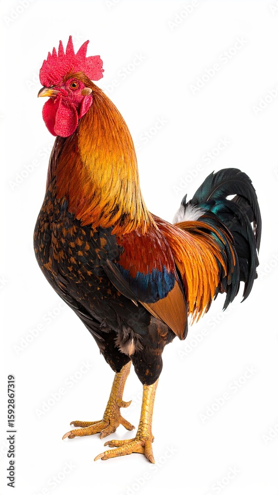 Fototapeta premium Rooster portrait against white