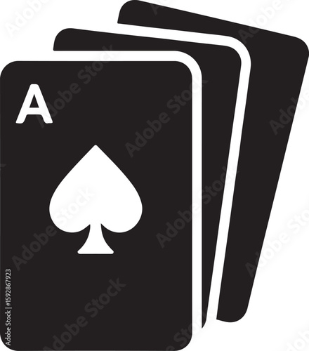 Silhouette vector of playing cards, ideal for casino, game night, gambling, poker, and entertainment design themes.