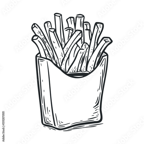 Crispy golden fries in a takeout container for snacking pleasure