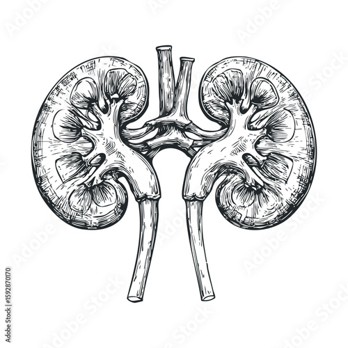 Anatomical structure of human kidneys for educational purposes