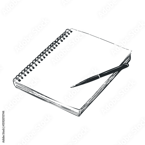 Blank notebook with pen ready for creative writing or note taking