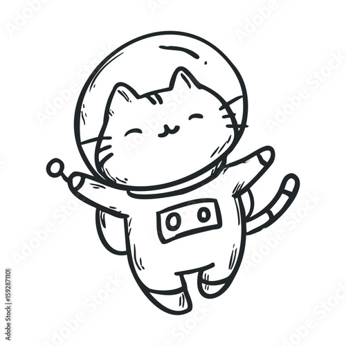 Cute cat astronaut exploring space in a fun adventure